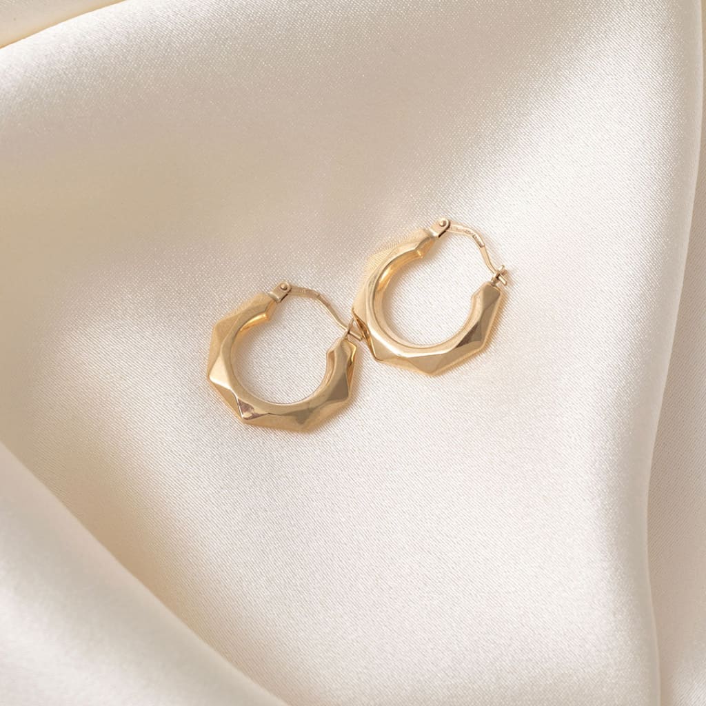Lunula Hoop Earrings - 15mm | 9ct Gold