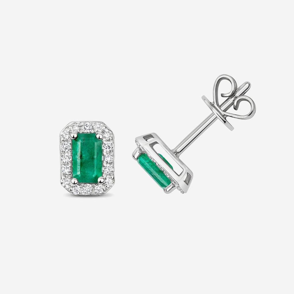 Lush Diamond & Emerald Earrings | 9ct Gold