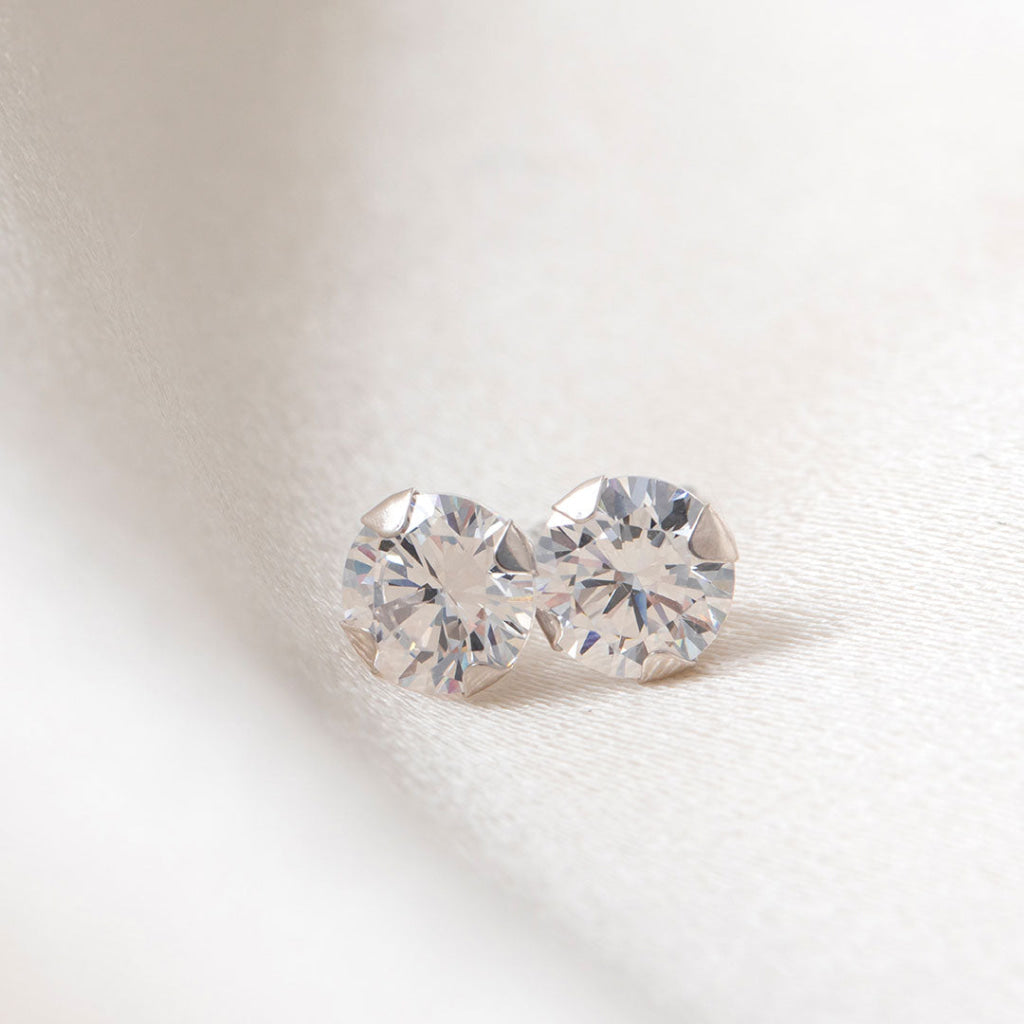 Classic Sparkle - 4mm Earrings | 9ct White Gold - Earrings