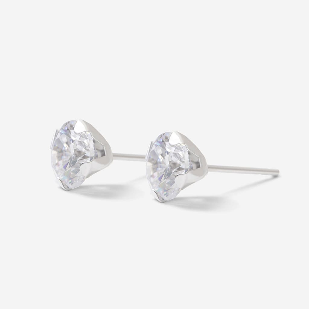 Luxe Sparkle - 6mm Earrings | 9ct White Gold - Earrings