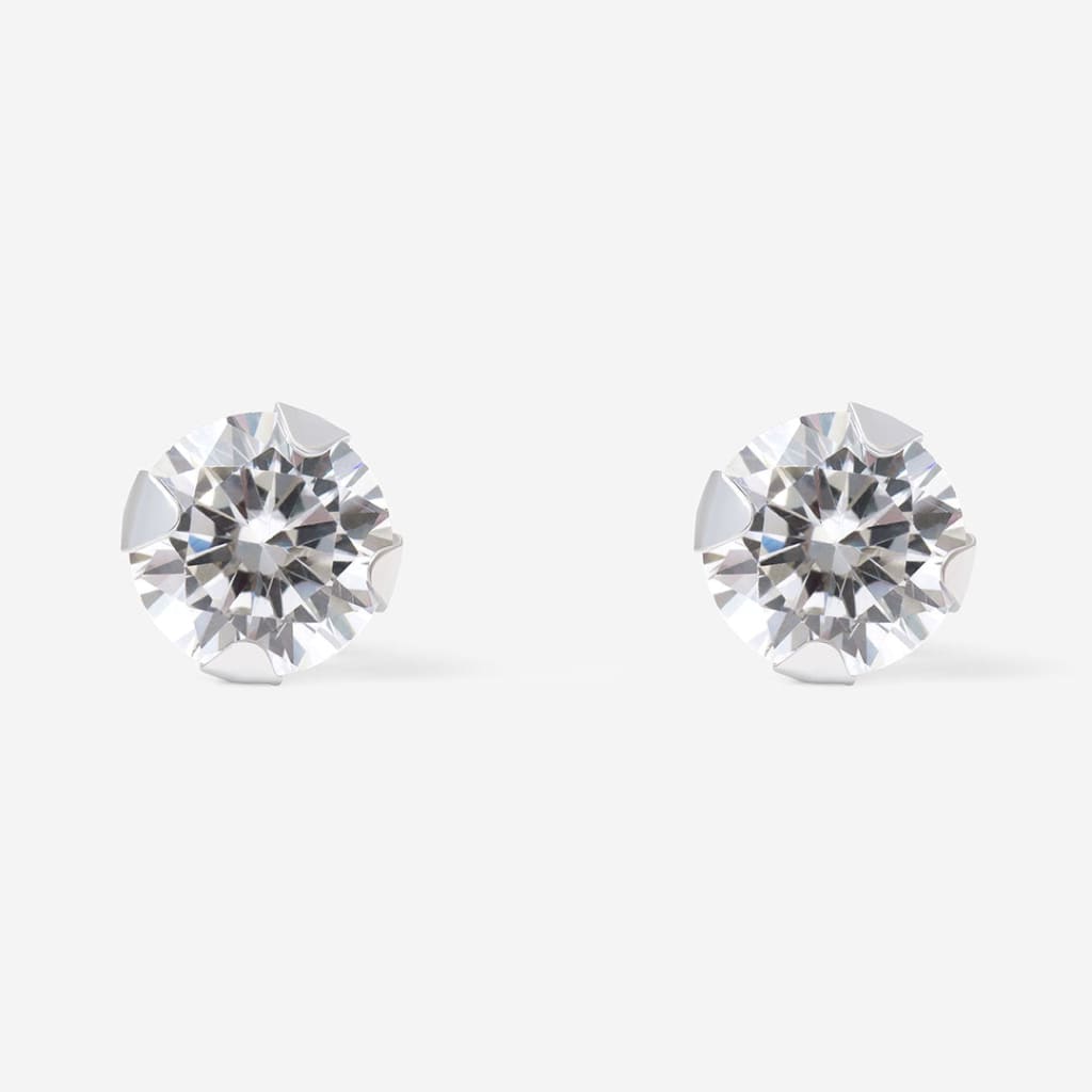 Luxe Sparkle - 6mm Earrings | 9ct White Gold - Earrings