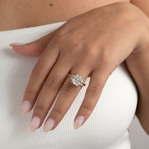 MADRID | Cushion Cut 3-Stone Lab Grown Diamond Engagement Ring in 18ct Gold