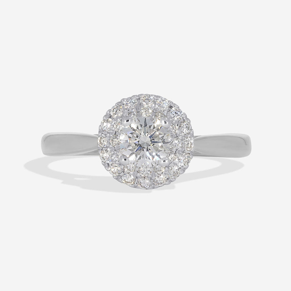 MAE 0.60ct | Round Halo Natural Diamond Engagement Ring in 18ct White Gold