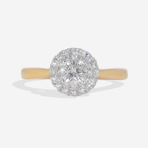 MAE 0.58ct | Round Halo Diamond Engagement Ring in 18ct Gold