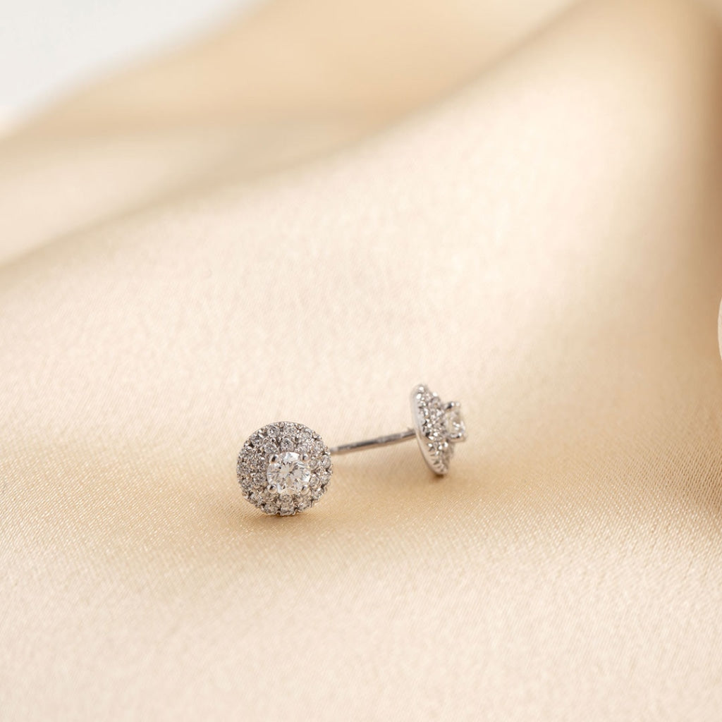 round halo diamond earrings new