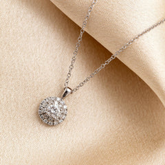 Round Halo Diamond Necklace.33ct| 18ct White Gold - Necklace 12
