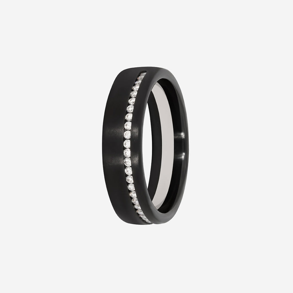 gents diamond matte black wedding band