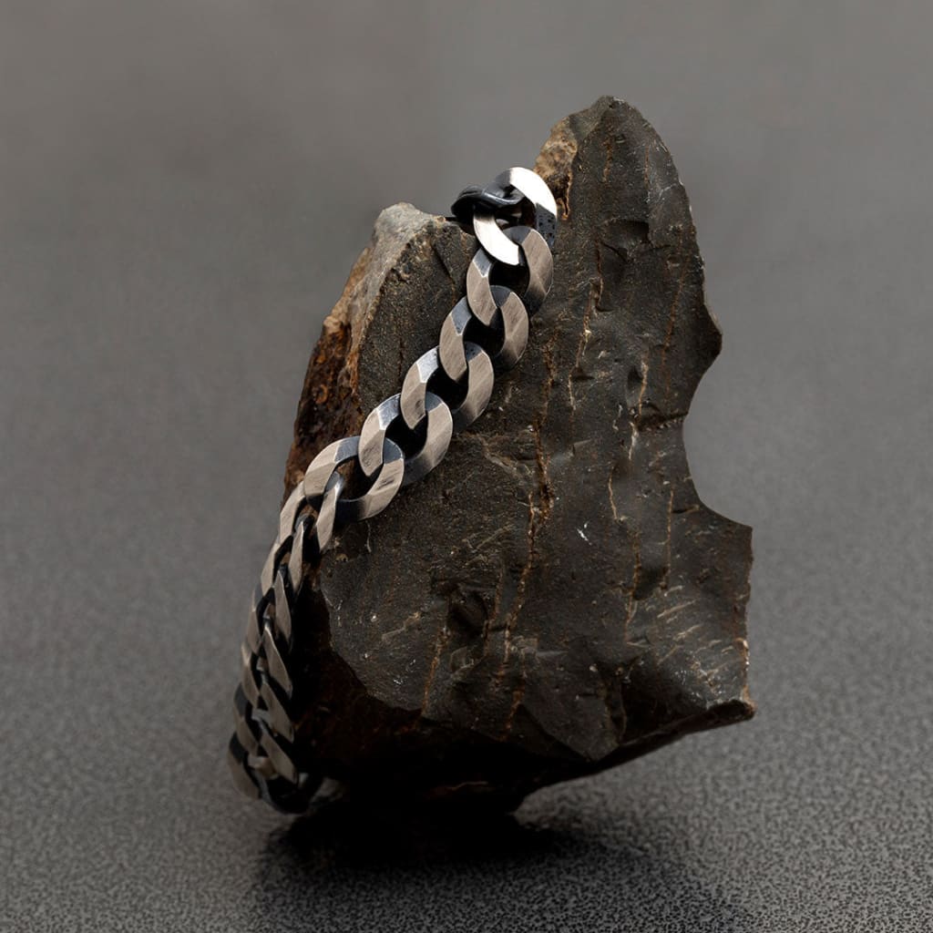 oxidised silver gents bracelet