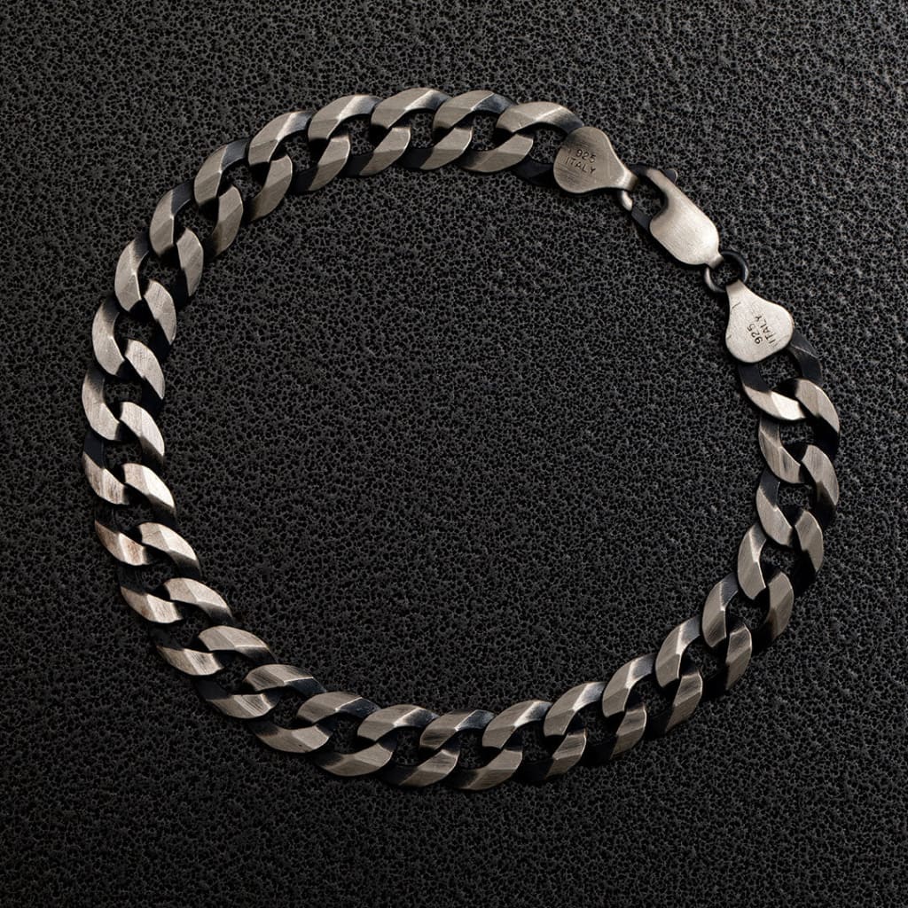 oxidised silver gents bracelet