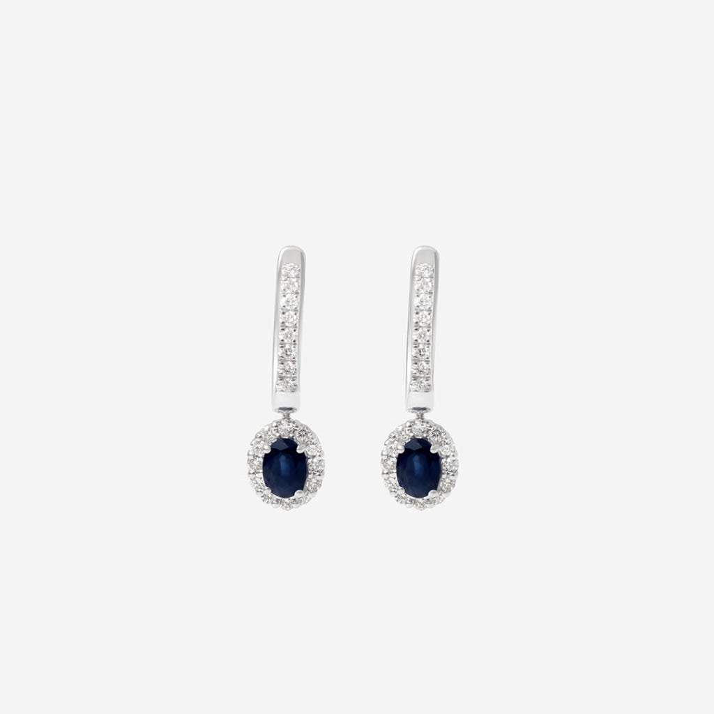 Sapphire Drop Diamond Earrings | 18ct White Gold - Earrings