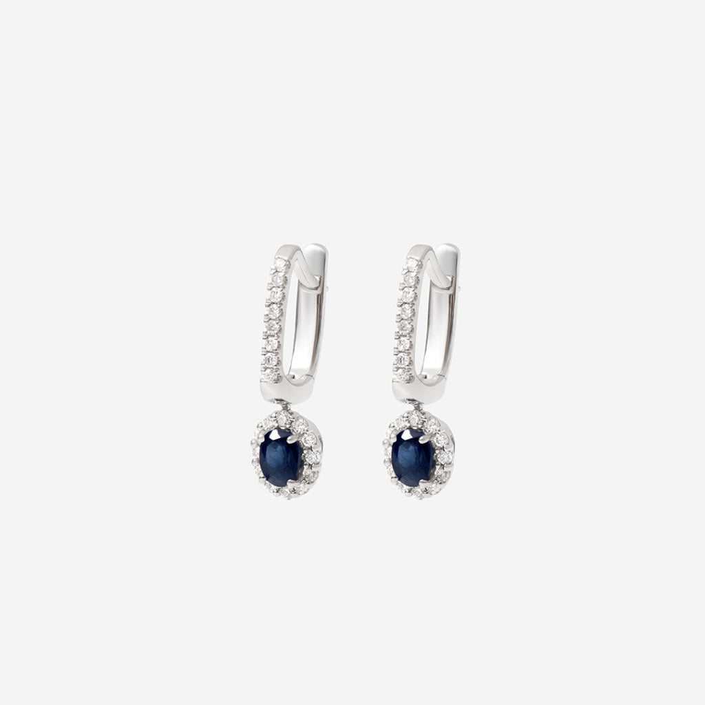Sapphire Drop Diamond Earrings | 18ct White Gold - Earrings