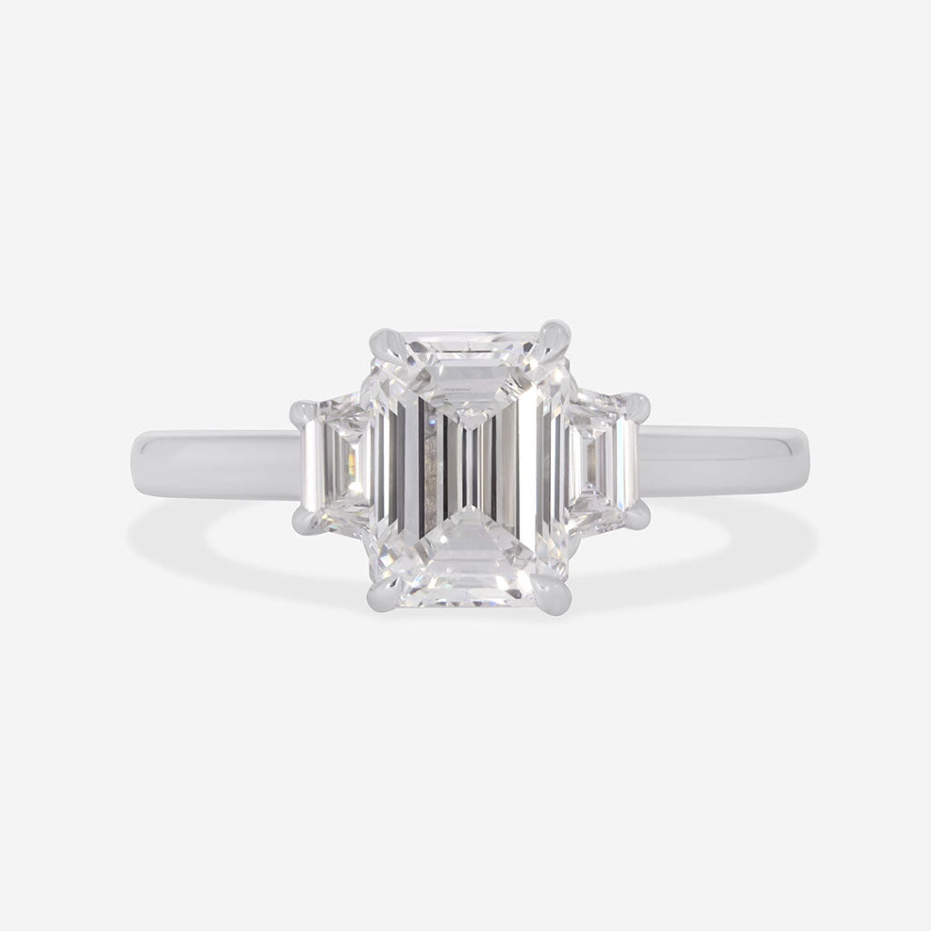 MAINE 1.90ct | Emerald Cut 3-Stone Lab Grown Diamond Engagement Ring in Platinum