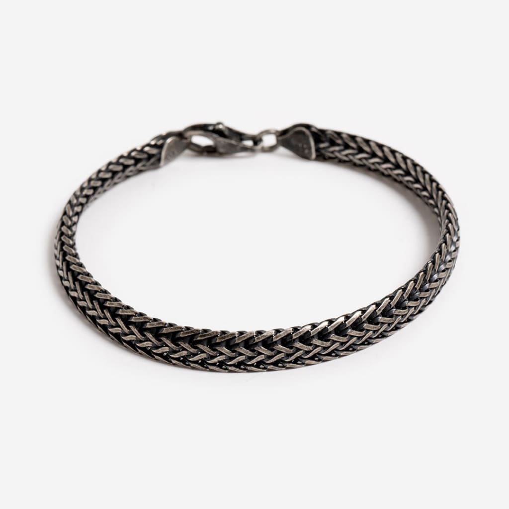 Gents Foxtail Bracelet | Oxidised Sterling Silver - Bracelet