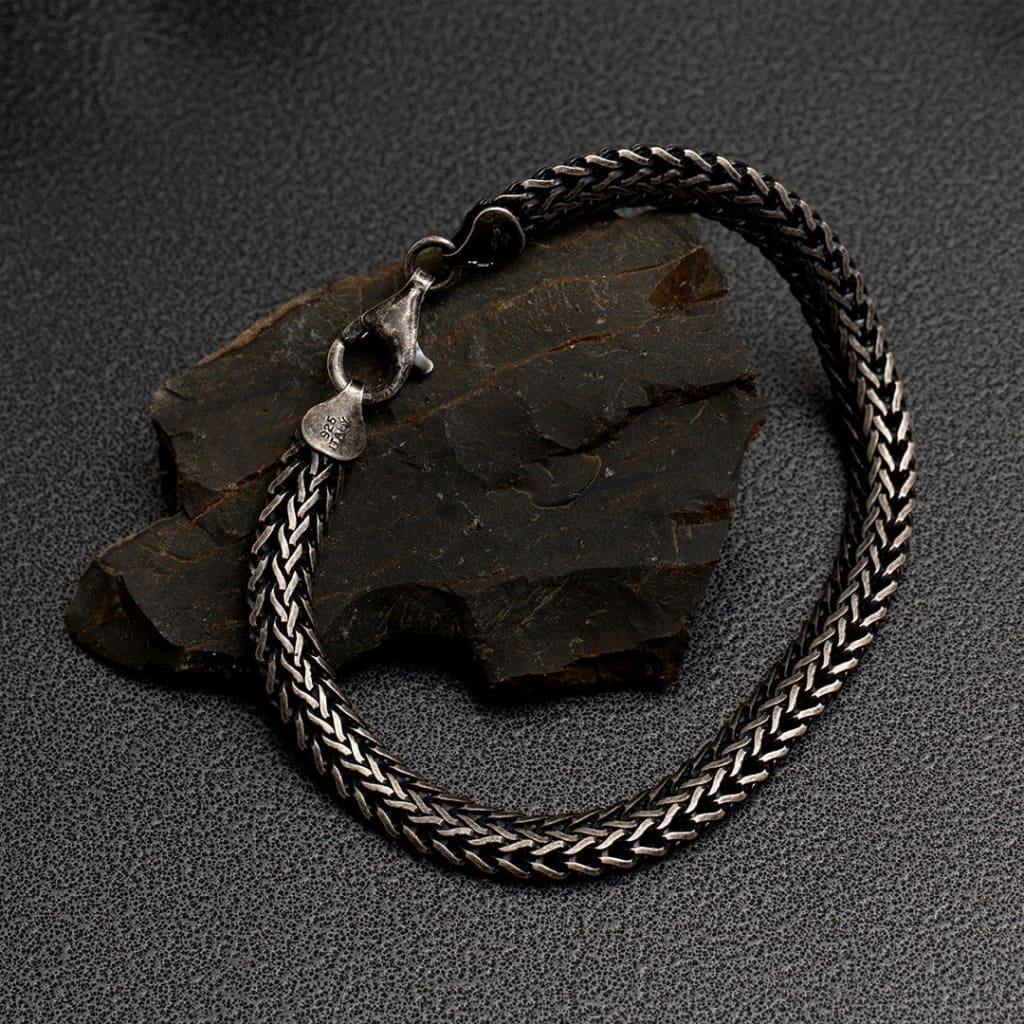 Gents Foxtail Bracelet | Oxidised Sterling Silver - Bracelet