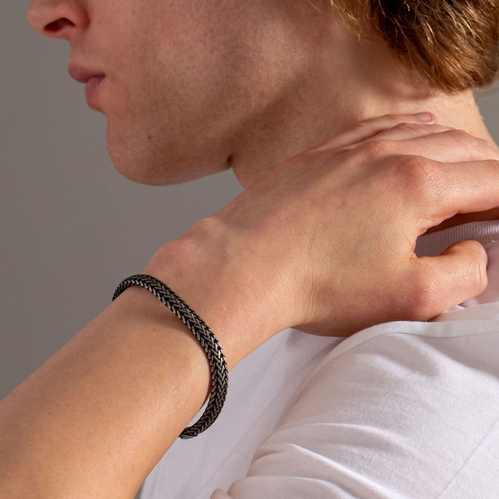 Malone | Oxidised Silver Foxtail Bracelet