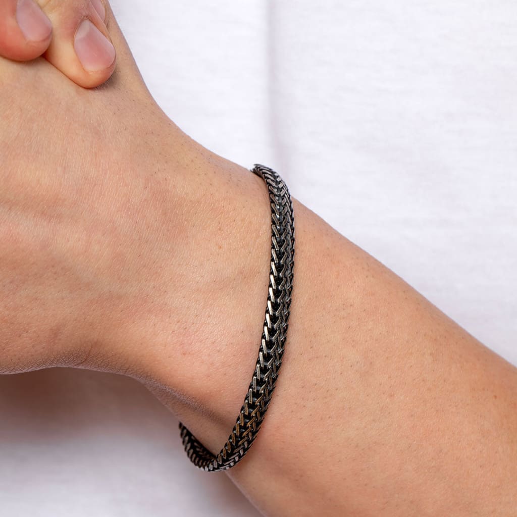 Gents Foxtail Bracelet | Oxidised Sterling Silver - Bracelet