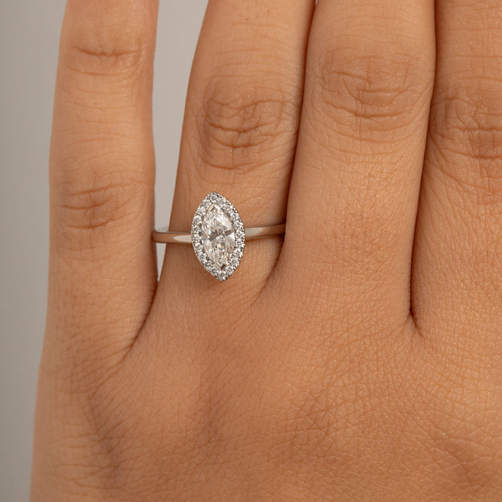 MARIA | Marquise Halo Diamond Set in Platinum 0.70ct - Rings