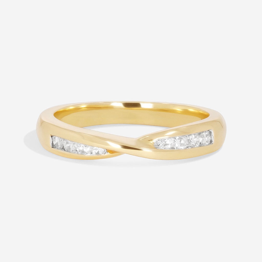 Bow-Tie Channel Set Diamond Wedding Ring | 18ct Gold - Rings