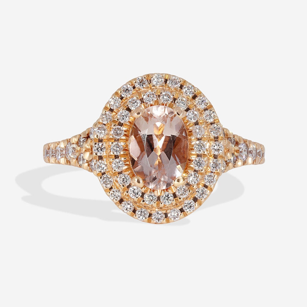 Maxine 18ct Rose Gold Morganite Diamond Ring