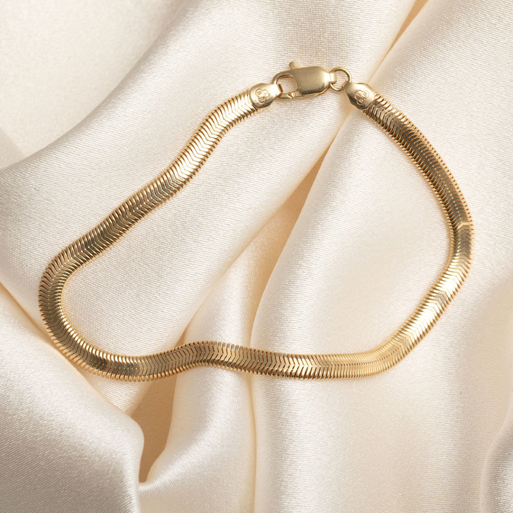 yellow gold snake chain bracelet 