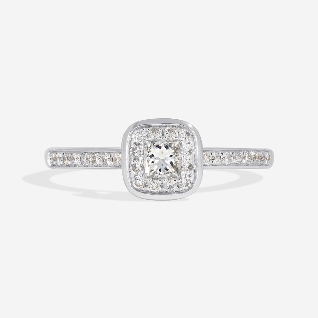 Mia - Cushion shape diamond engagement ring in white gold