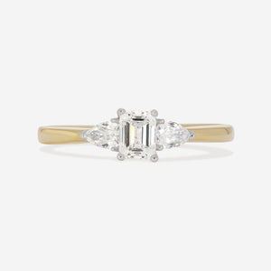 MICAH 0.66ct | Emerald Cut 3-Stone Natural Diamond Engagement Ring in 18ct Gold