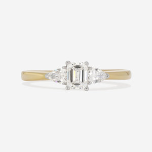 MICAH 0.66ct | Emerald Cut 3-Stone Diamond Engagement Ring in 18ct Gold
