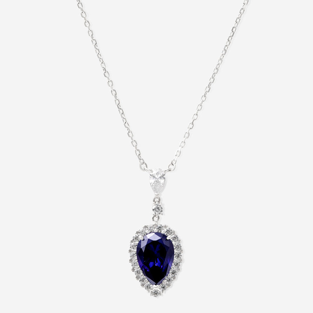 Midnight Blue Pear Drop Necklace | Sterling Silver