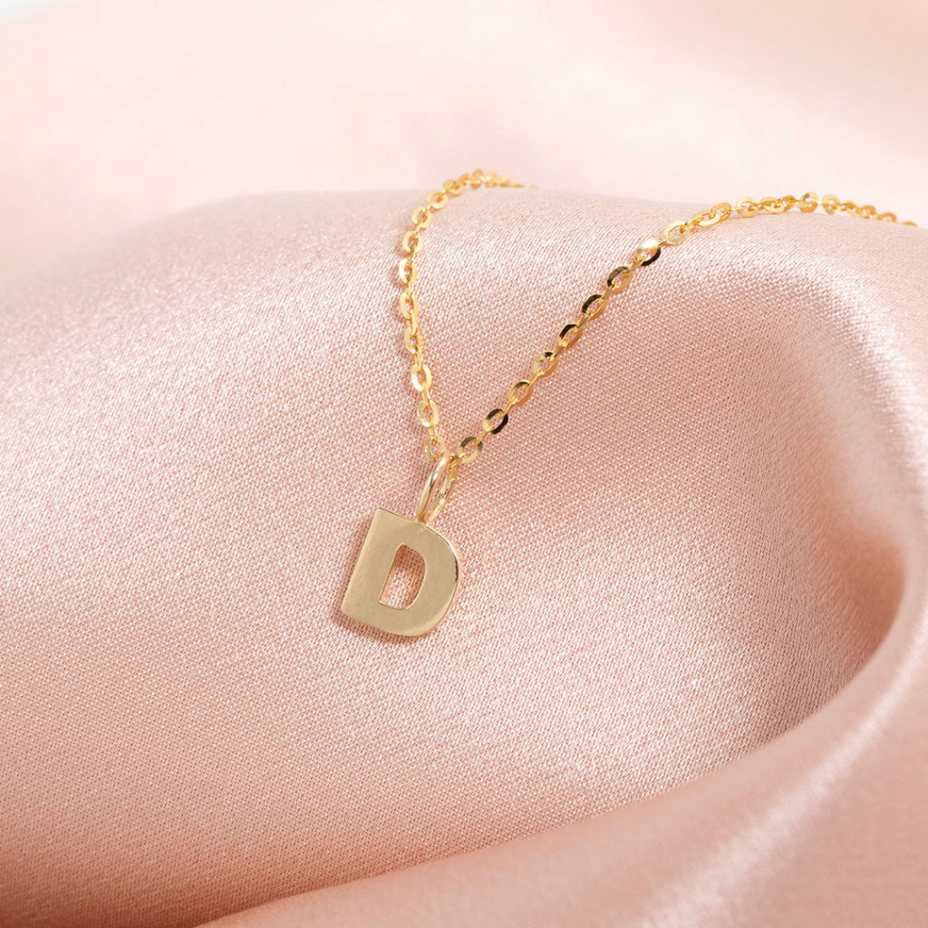 Mini Gold Initial Necklace D | 9ct Gold