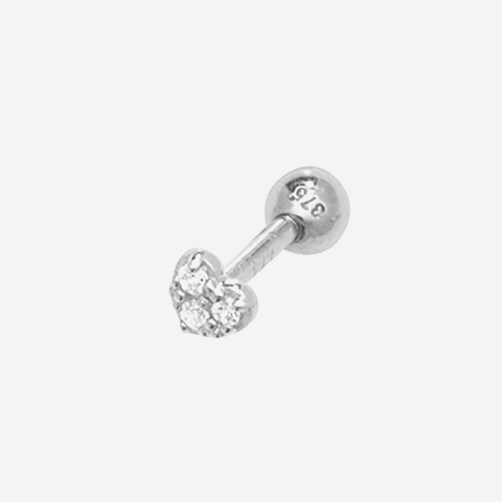 Mini Heart Piercing | 9ct White Gold - Earrings