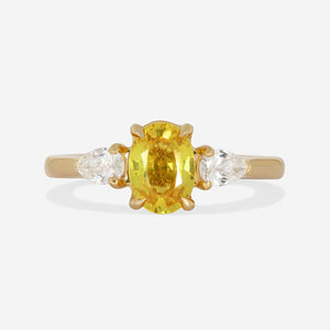 MISHA | Yellow Sapphire Diamond Ring Set in 18ct Gold