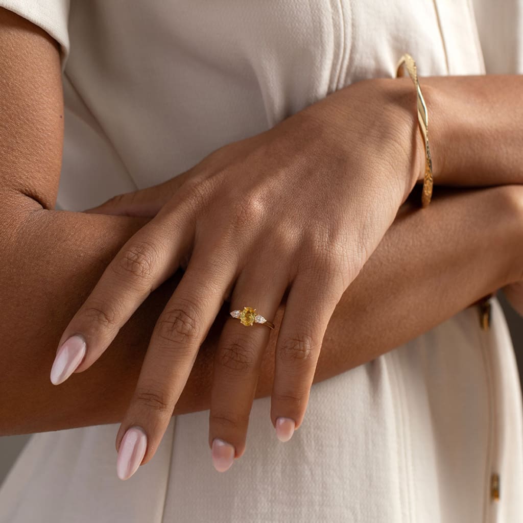 MISHA | Yellow Sapphire Diamond Ring Set in 18ct Gold