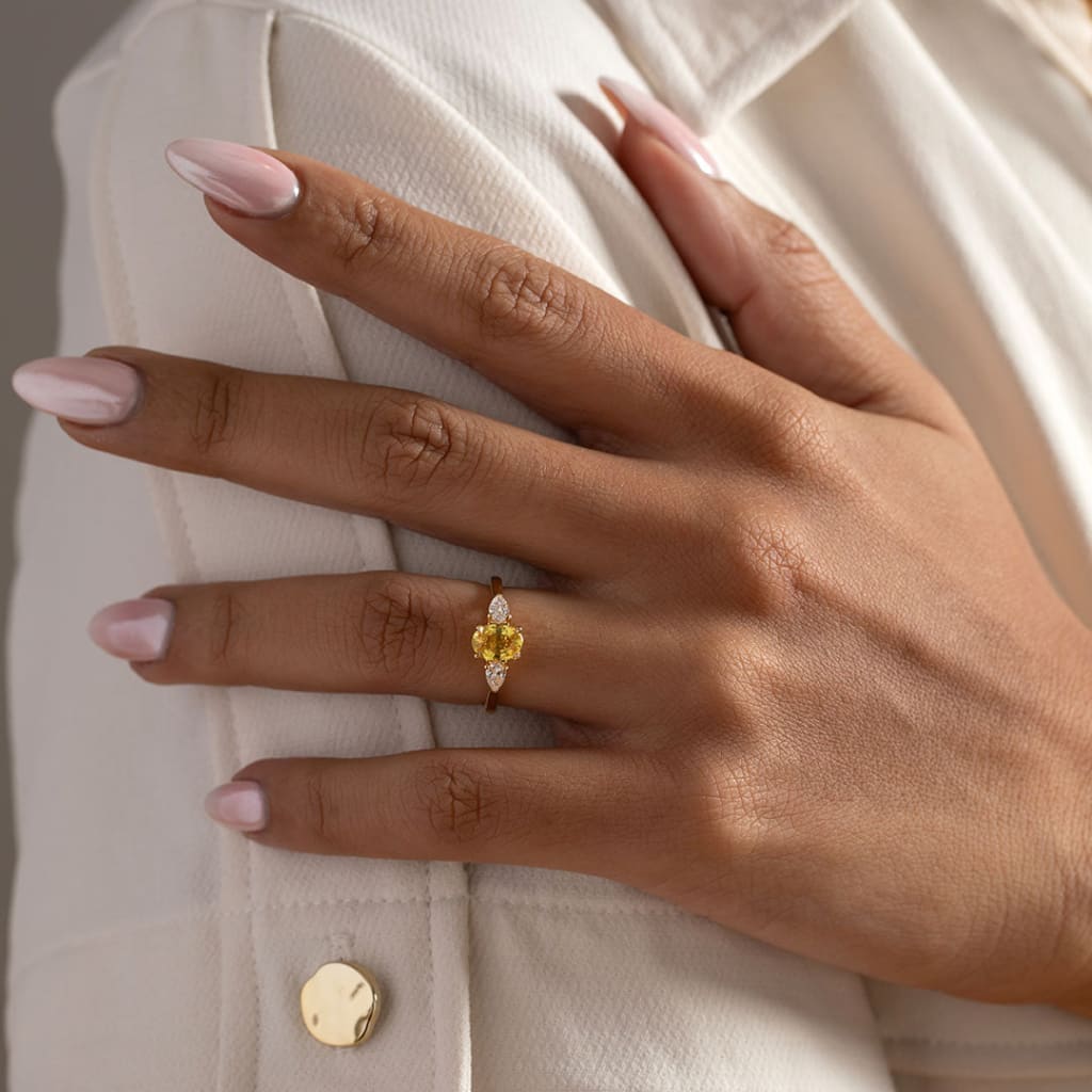 MISHA | Yellow Sapphire Diamond Ring Set in 18ct Gold