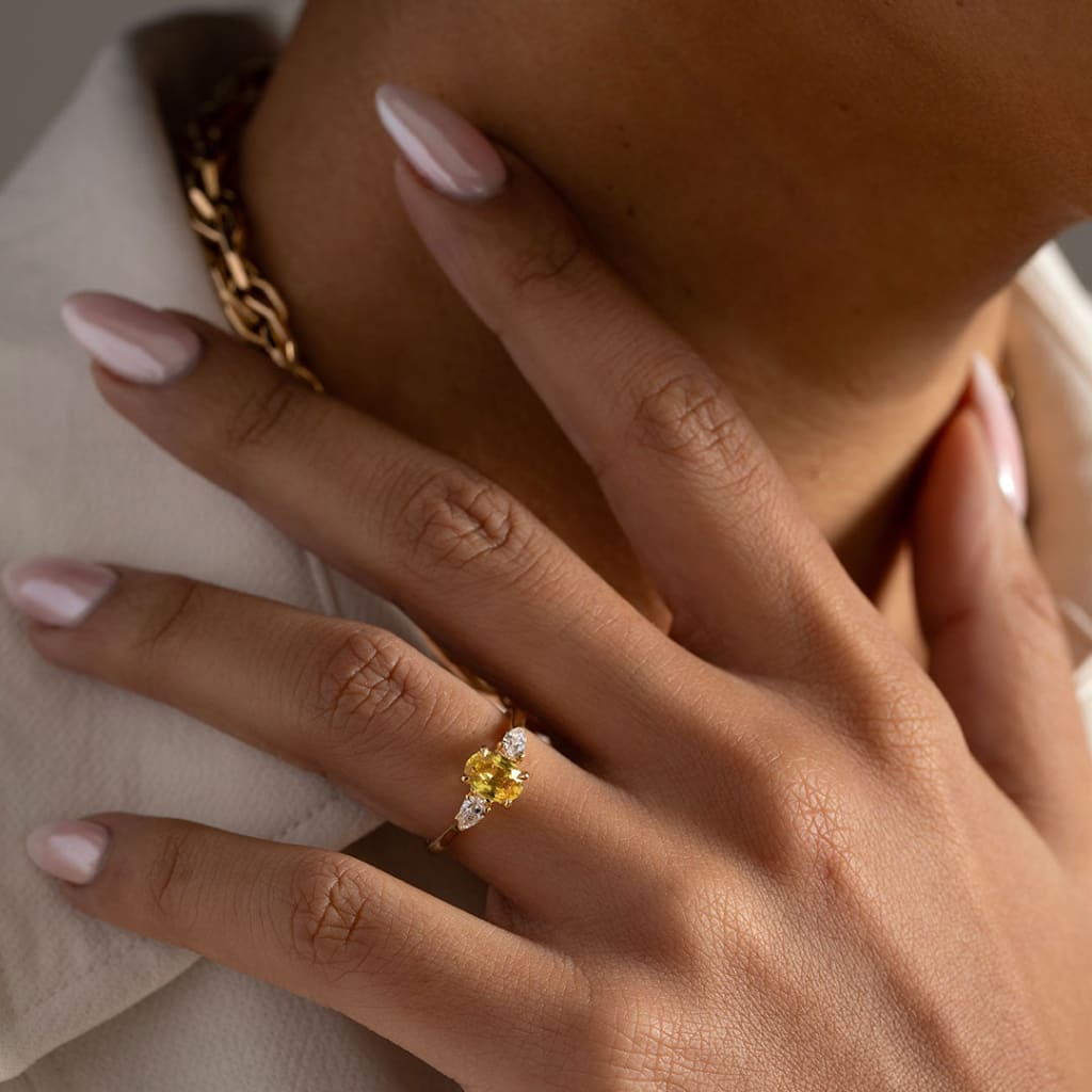 MISHA | Yellow Sapphire Diamond Ring Set in 18ct Gold