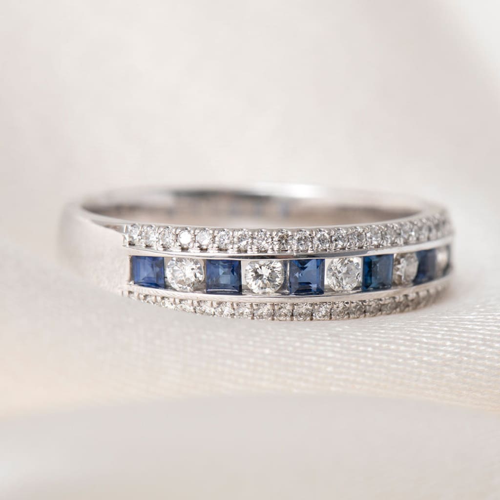 MOLLY | Diamond & Sapphire Eternity Ring in 9ct White Gold