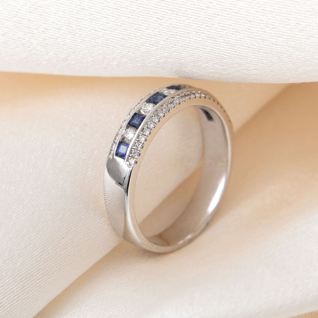 MOLLY | Diamond & Sapphire Eternity Ring in 9ct White Gold