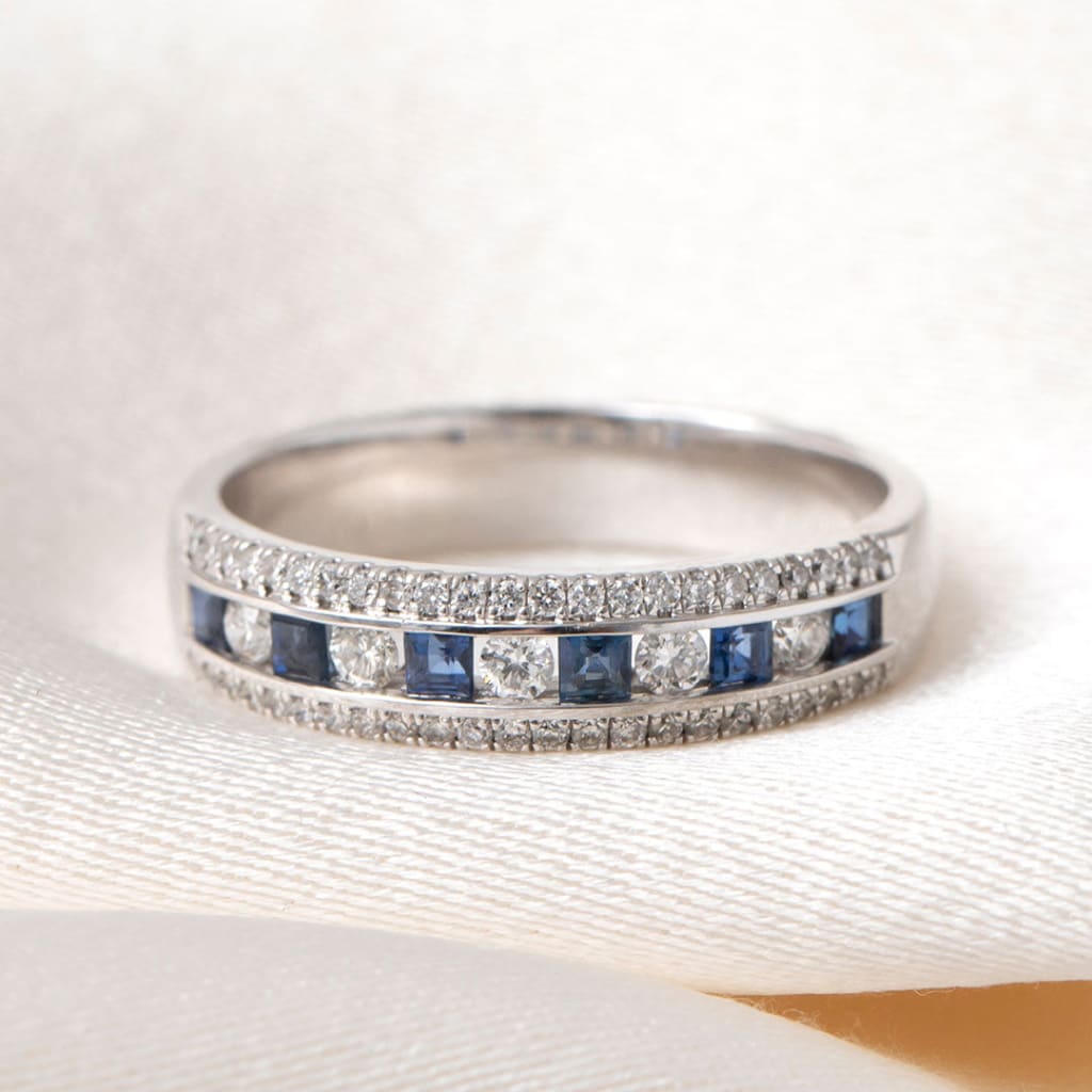 MOLLY | Diamond & Sapphire Eternity Ring in 9ct White Gold