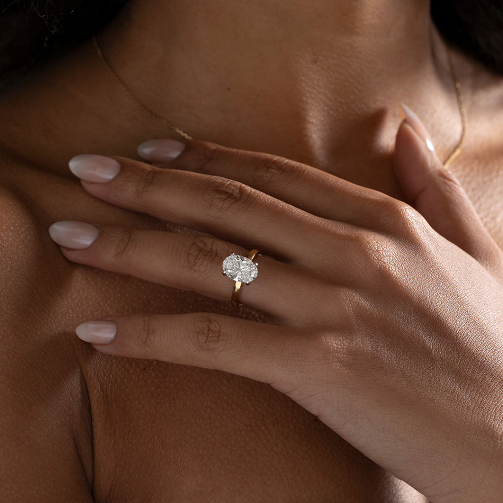 Monaco 3ct | Oval Solitaire Lab Grown Diamond Engagement Ring in 18ct Gold