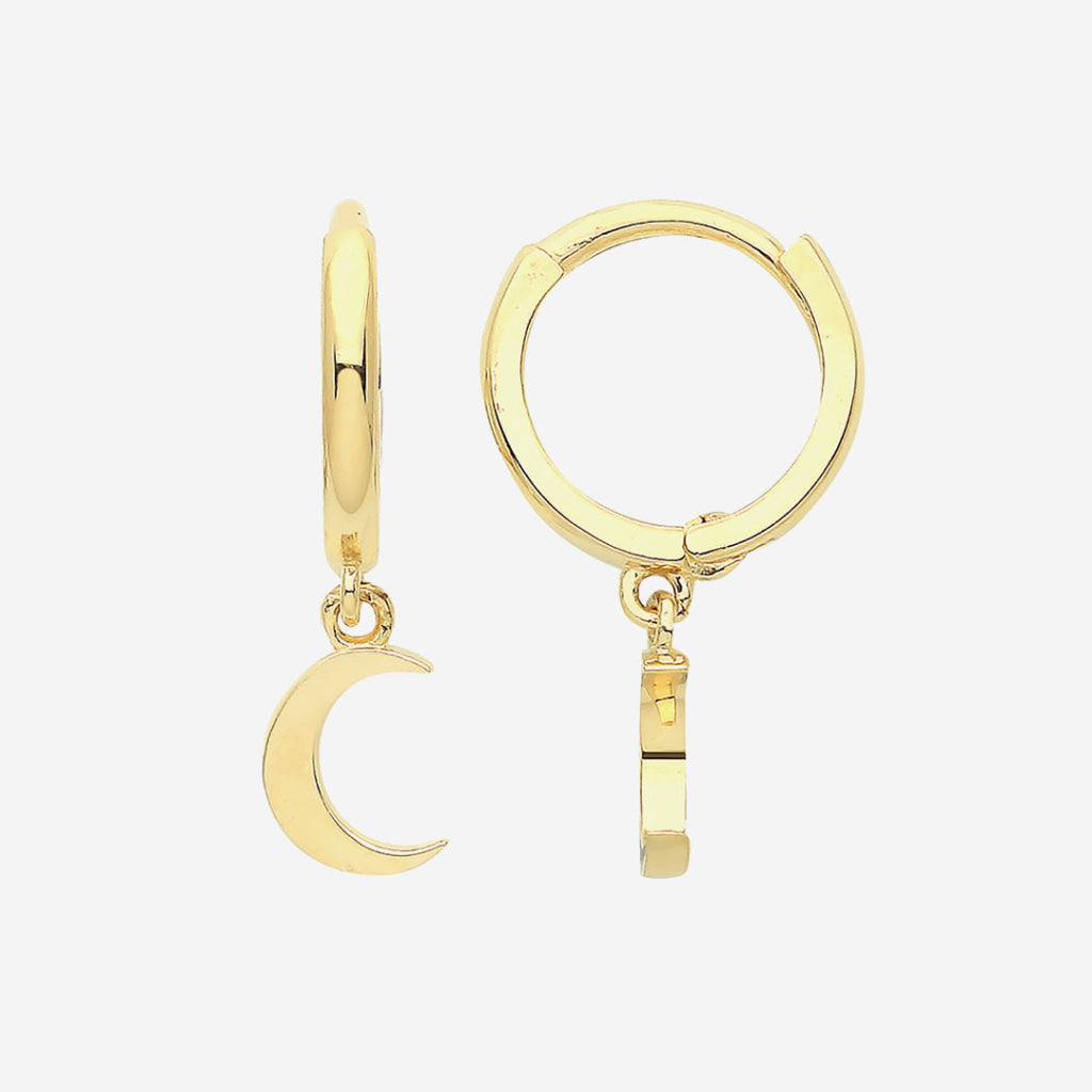 Moon Mini Huggie Earrings - 9ct Gold