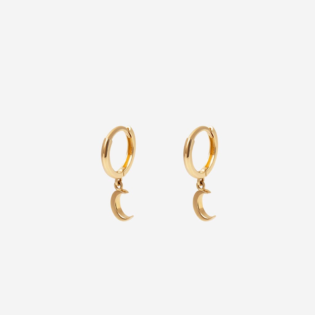Moon Mini Huggie Earrings - 9ct Gold - Earrings
