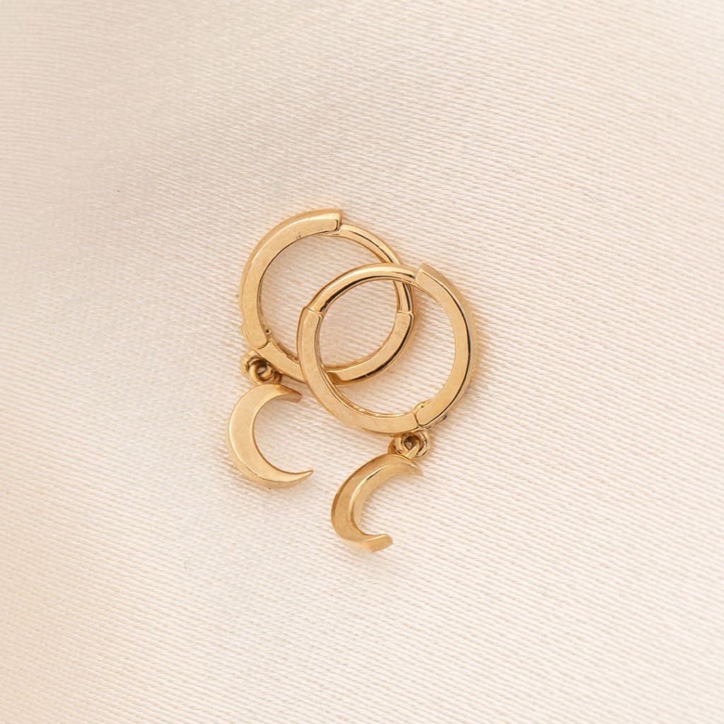 Moon Mini Huggie Earrings - 9ct Gold - Earrings