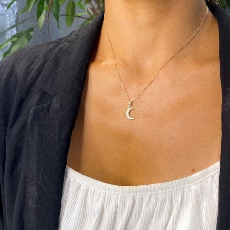Moon Diamond Necklace | 9ct Gold - Necklace