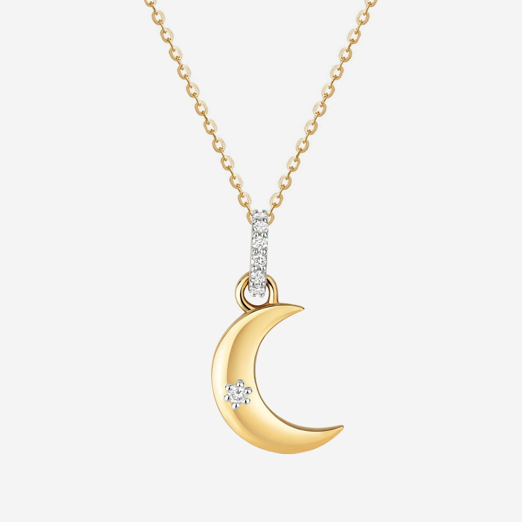 Moon Sparkle Diamond Necklace | 9ct Gold