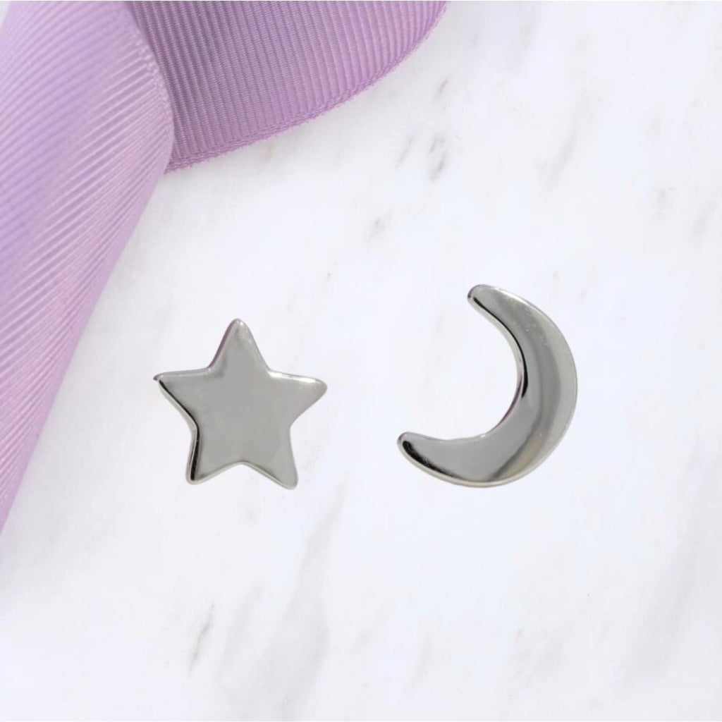 Moon & Star Earrings | Sterling Silver - Earrings