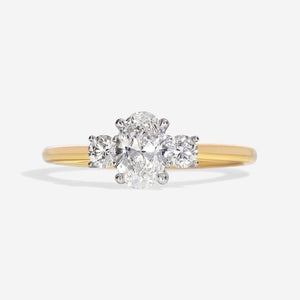 MUSE 0.70ct | Oval 3-Stone Lab Grown Diamond Engagement Ring in 18ct Gold