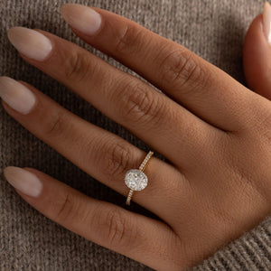 NAOISE 0.76ct | Oval Halo Diamond Engagement Ring in 18ct Gold