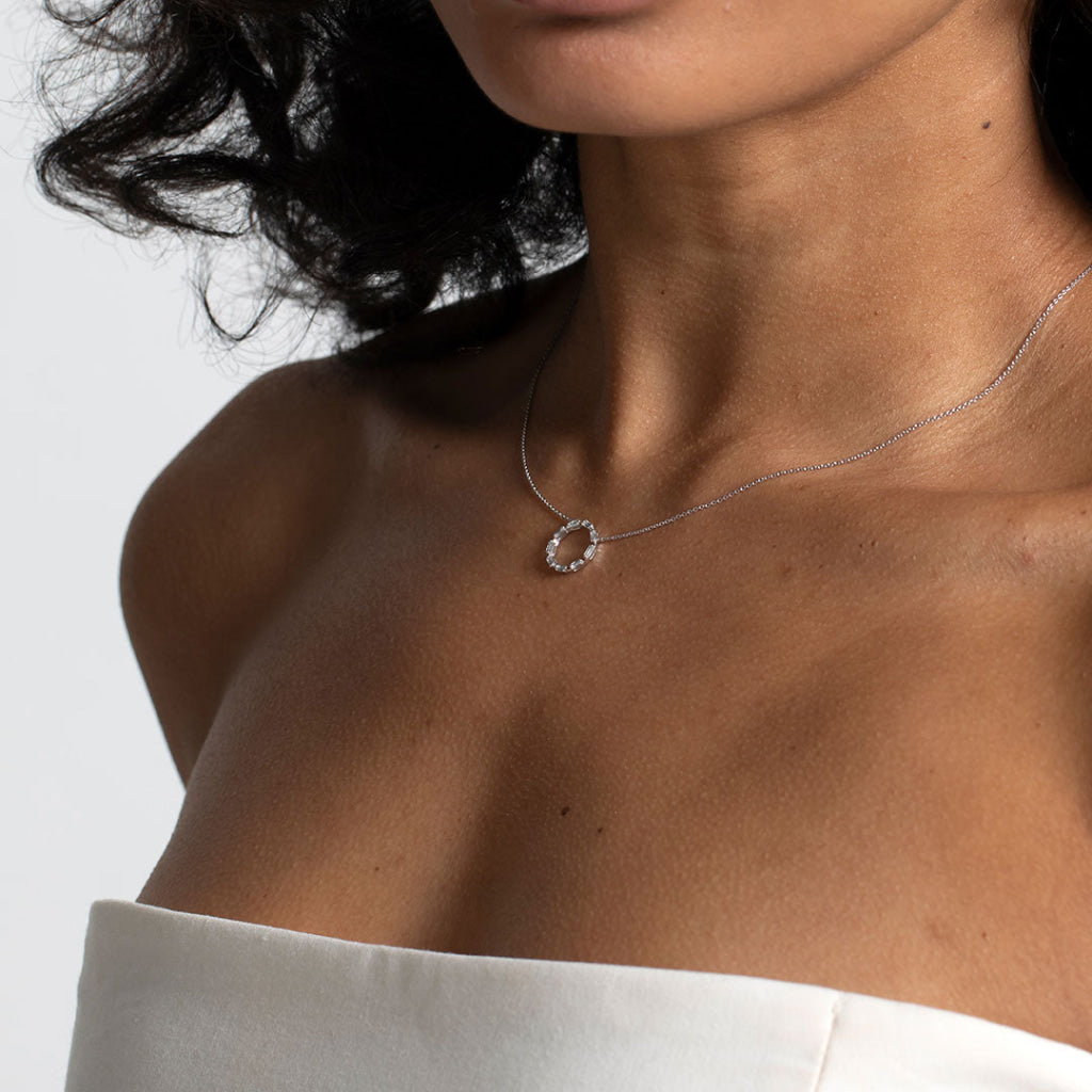 Natural Diamond Aura Necklace | 18ct White Gold - Necklace