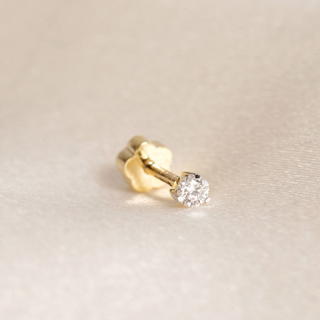 Natural Diamond Claw Set Piercing | 9ct Gold and Diamond