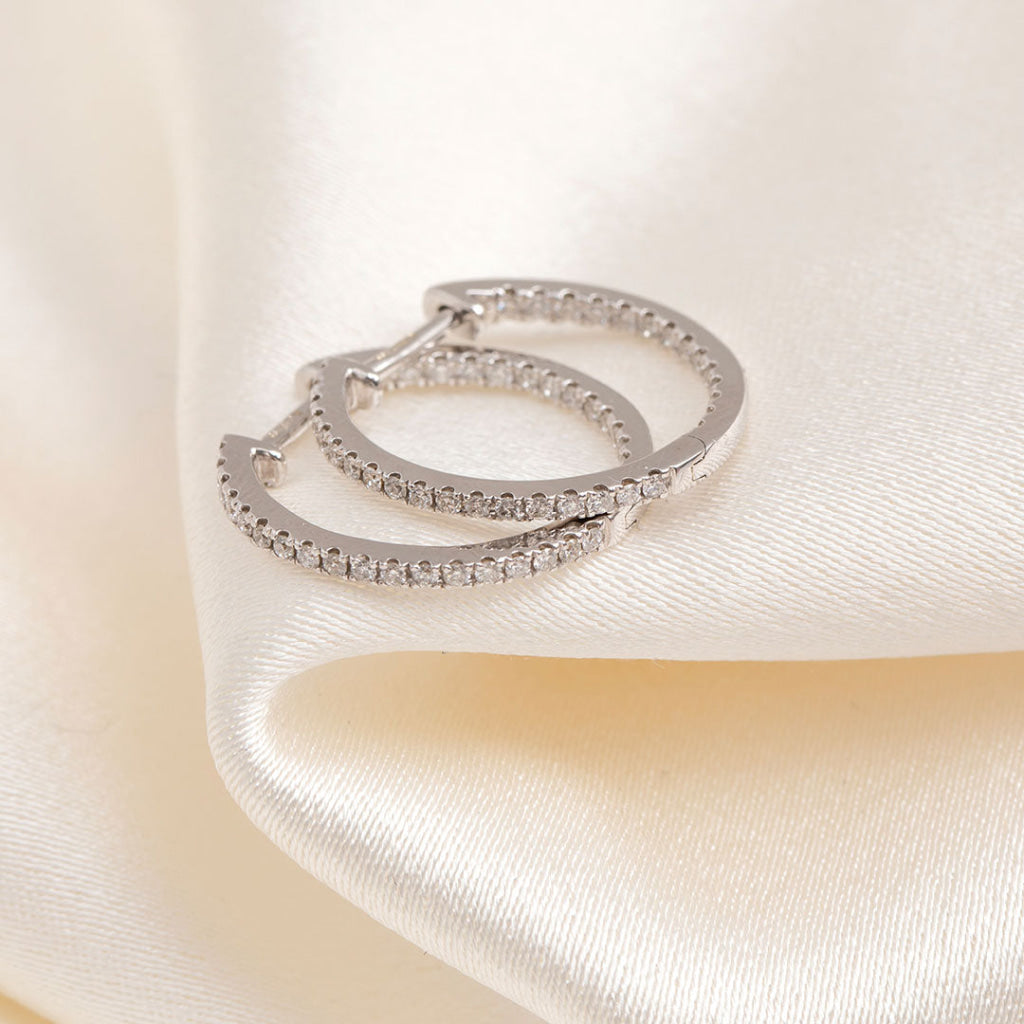 Natural Diamond Hoop Earrings - 0.40ct | 18ct White Gold