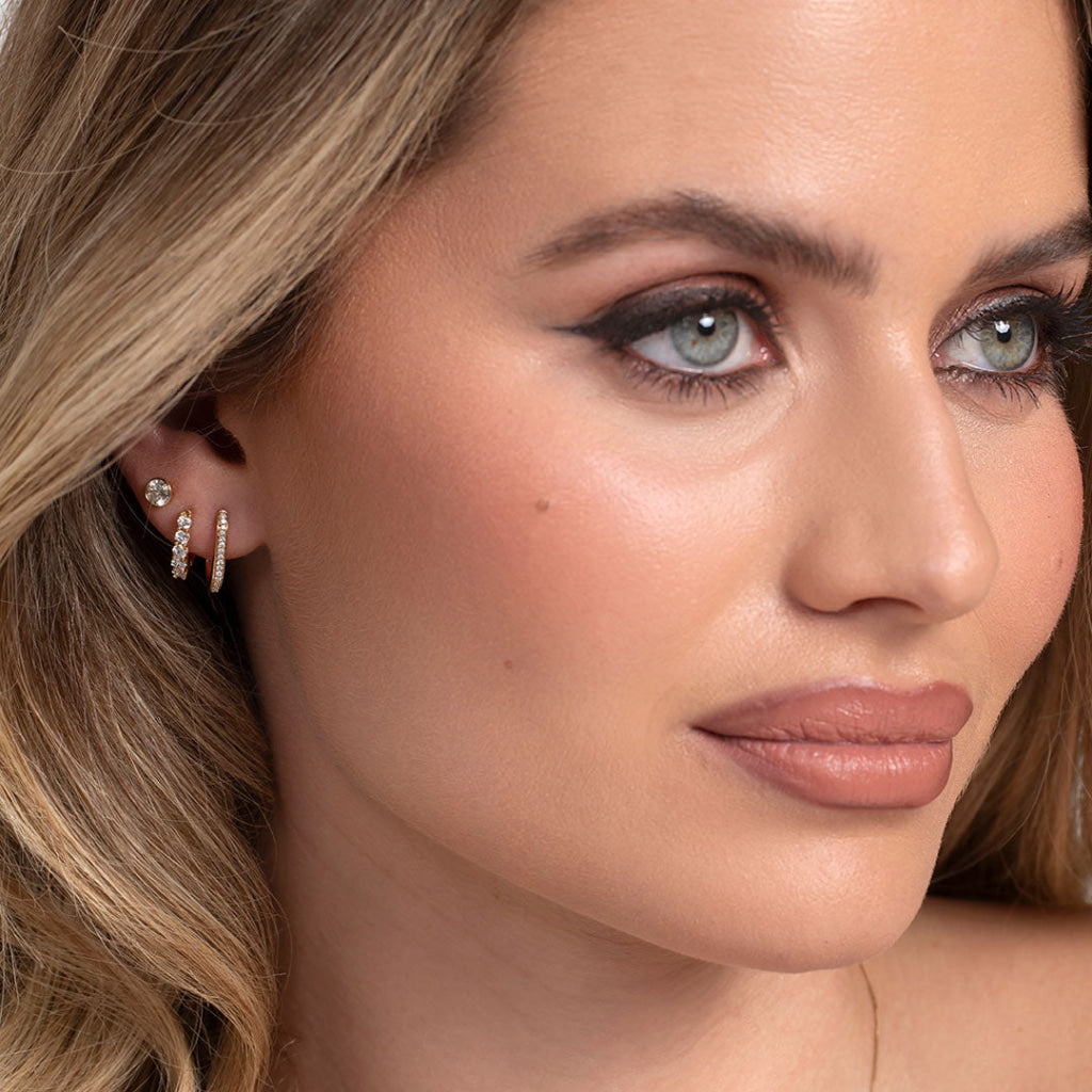 Natural Diamond Paperclip Huggies | 9ct Gold - Earrings